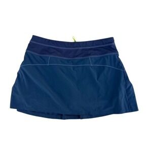 Athleta Charcoal Gray Pleated Athletic Skort with Neon Yellow Liner Size S